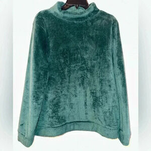 Talbots Super Soft Green Furry High Neck Long Sleeve Top XL